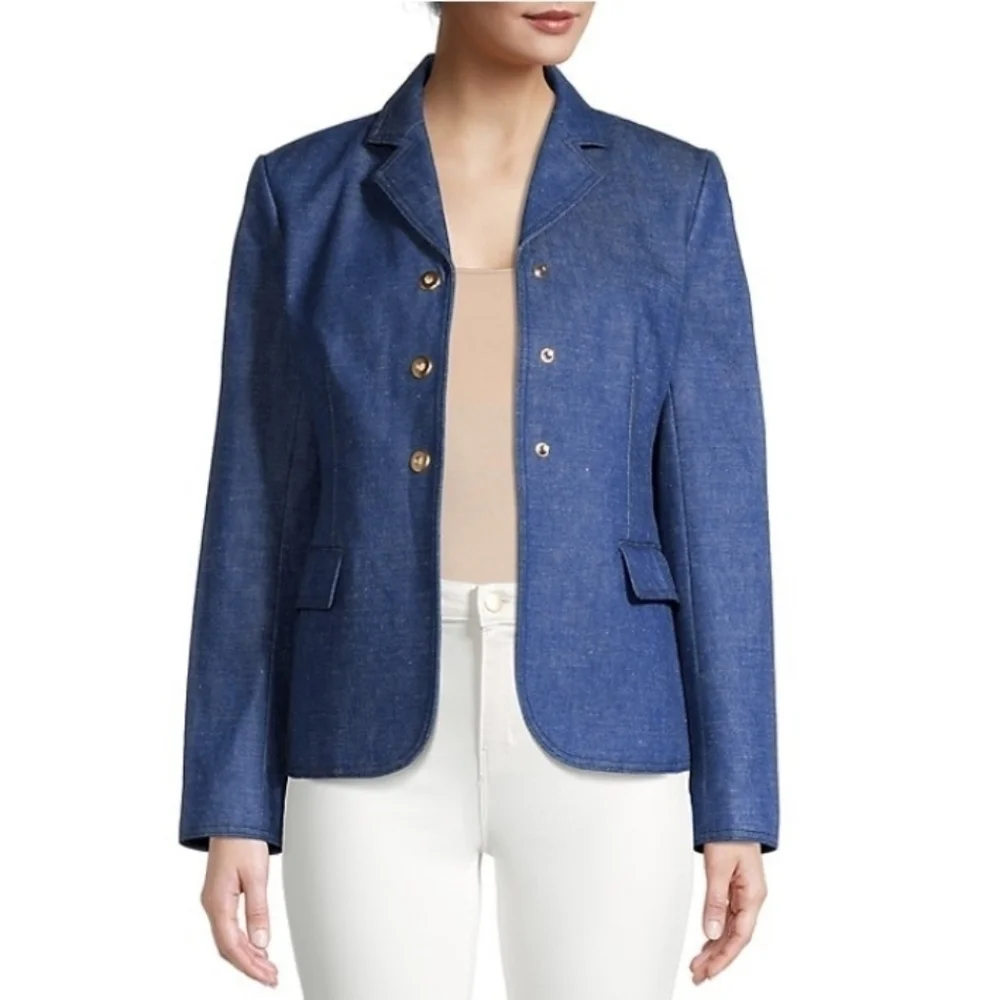 New Tory Burch Raw Denim Unwashed Rinse Blazer/Suit Jacket NWT Size 8